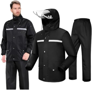 Capa de Chuva com Jaqueta + Calça Refletiva Impermeável – Motoqueiro, Ciclismo e Entregadores – Alta Visibilide