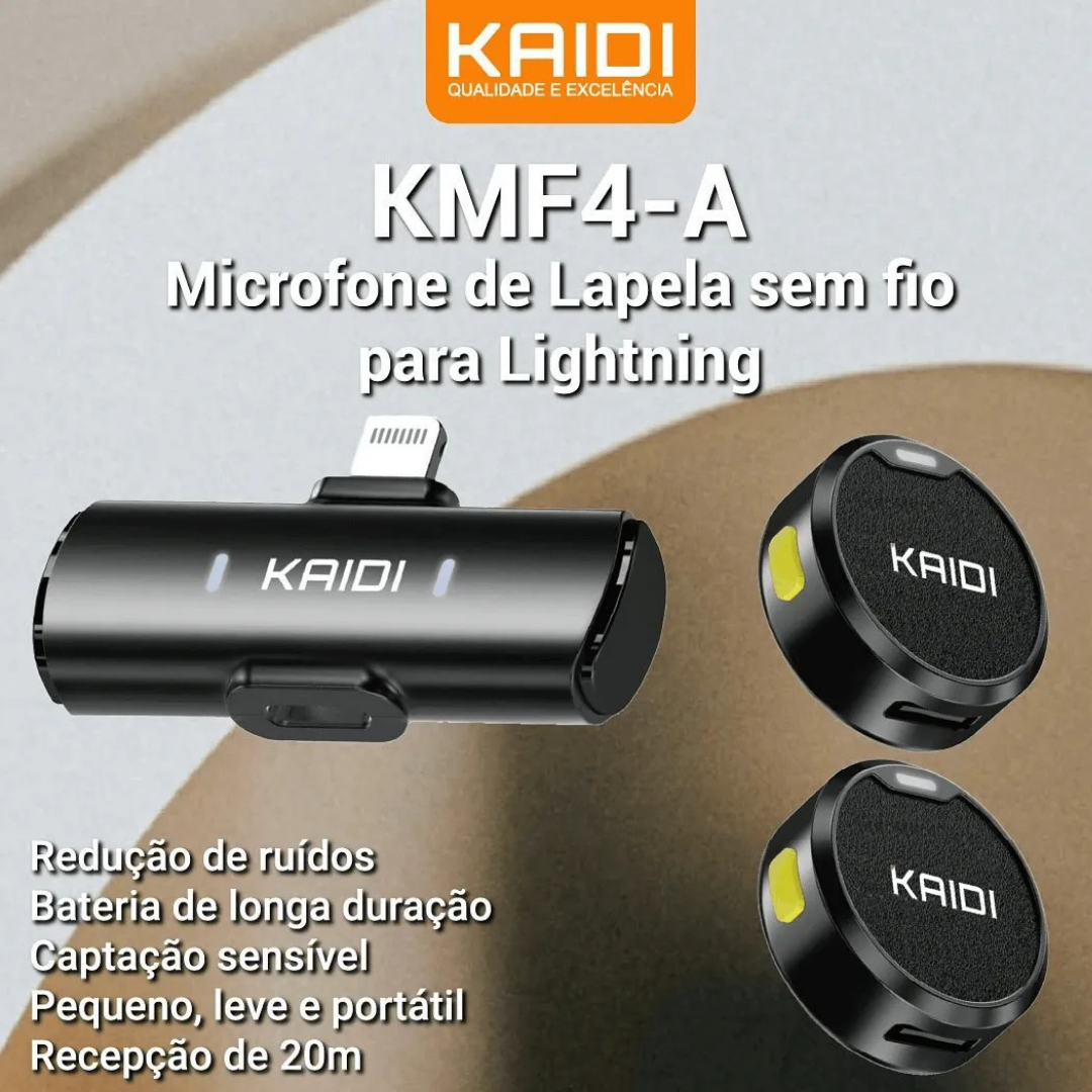 Microfone de Lapela Sem fio - Kaidi KMF4C - Imagem 4