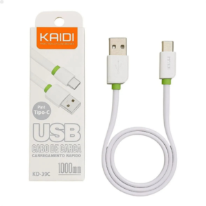 Cabo de Carregador USB para Tipo C 20W Fio Branco, 1 metro - Kaidi KD39C