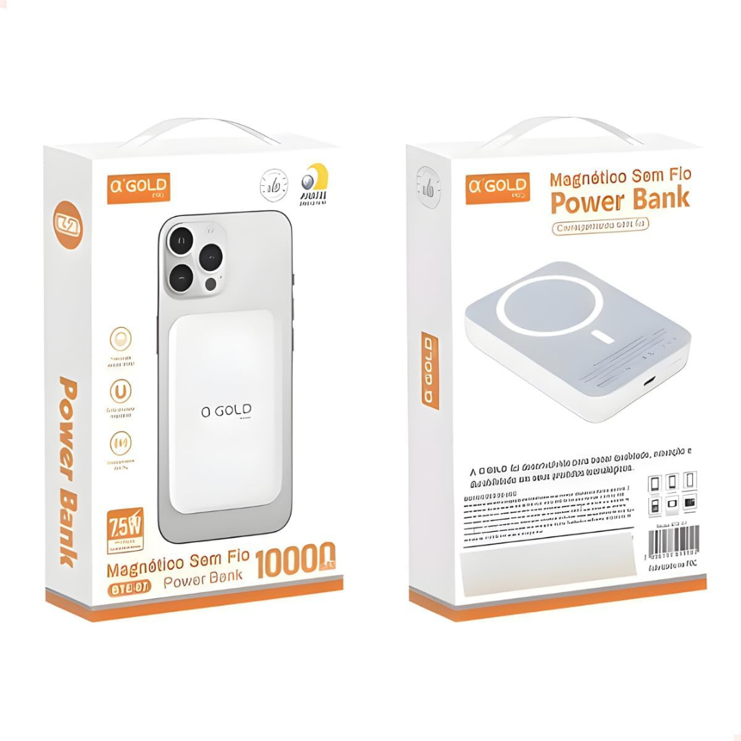 Power Bank 10.000mah Magnético Indução Sem fio 7.5w - A'Gold BTE07 - Imagem 4