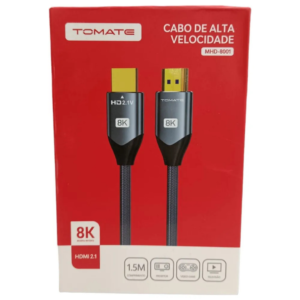 Cabo de Alta Velocidade 8K HDMI Fio com Liga de Alumínio - Tomate MHD8001