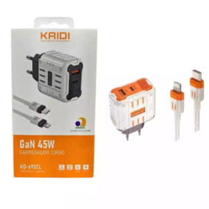 Carregador Turbo TipoC/Lightning Gan 65W -KAIDI KD693CL