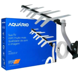 kit  Antena Digital Externa 4k Hdtv DTV-1500 Aquário Completo  Tv Antiga de tubo Lcd plasma led + cabo 10 m Completa