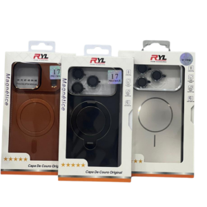 Case Iphone 16/ 17/ Pro/ Max/ Magnética Couro e Metalizada - RYL
